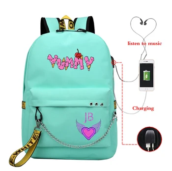 

Female Backpacks Shoulder Bag Vintage Fashion Design Women Backpack Rucksack with Usb Charging justin Bieber Yummy Bookbag