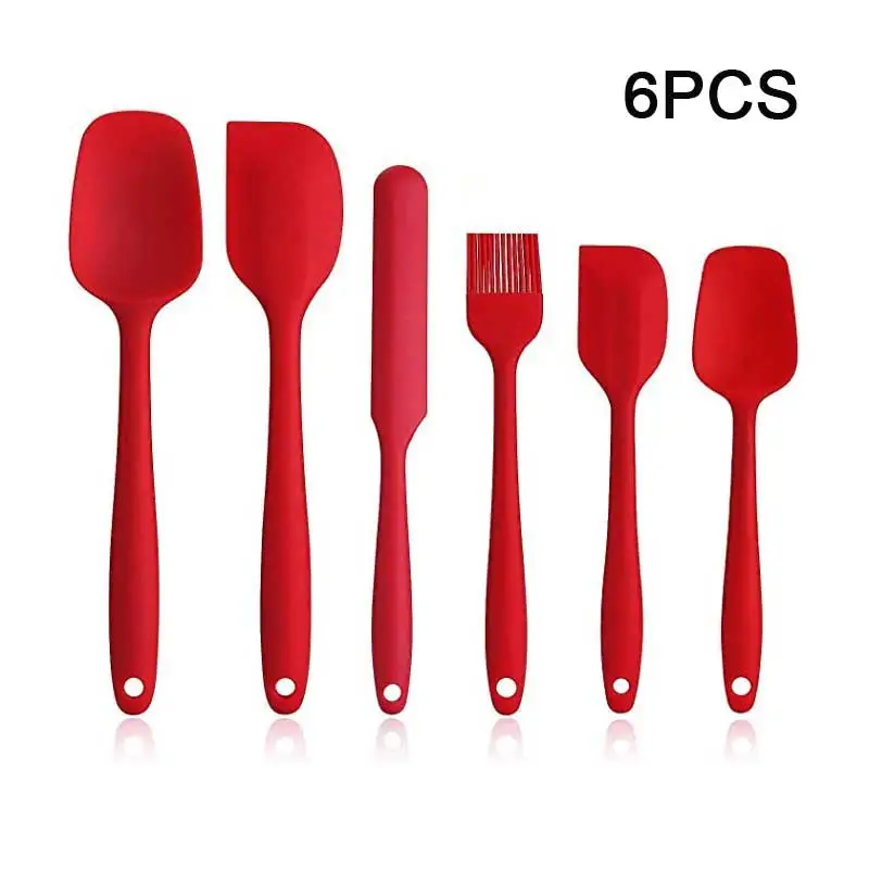 6 Pcs Kitchen Utensils Set Silicone Spatula Spoon Scraper Brush for Baking BBQ Cake Accessories Non Stick Dishwasher Safe