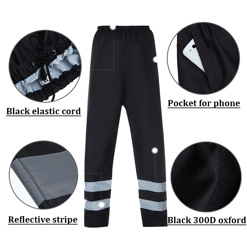 Motorcycle Rain Pants Reflective Impermeable Raincoats Women/Men Rain Pants Outdoor Waterproof Trousers Motorcycle Fishing Camping Rain Gear