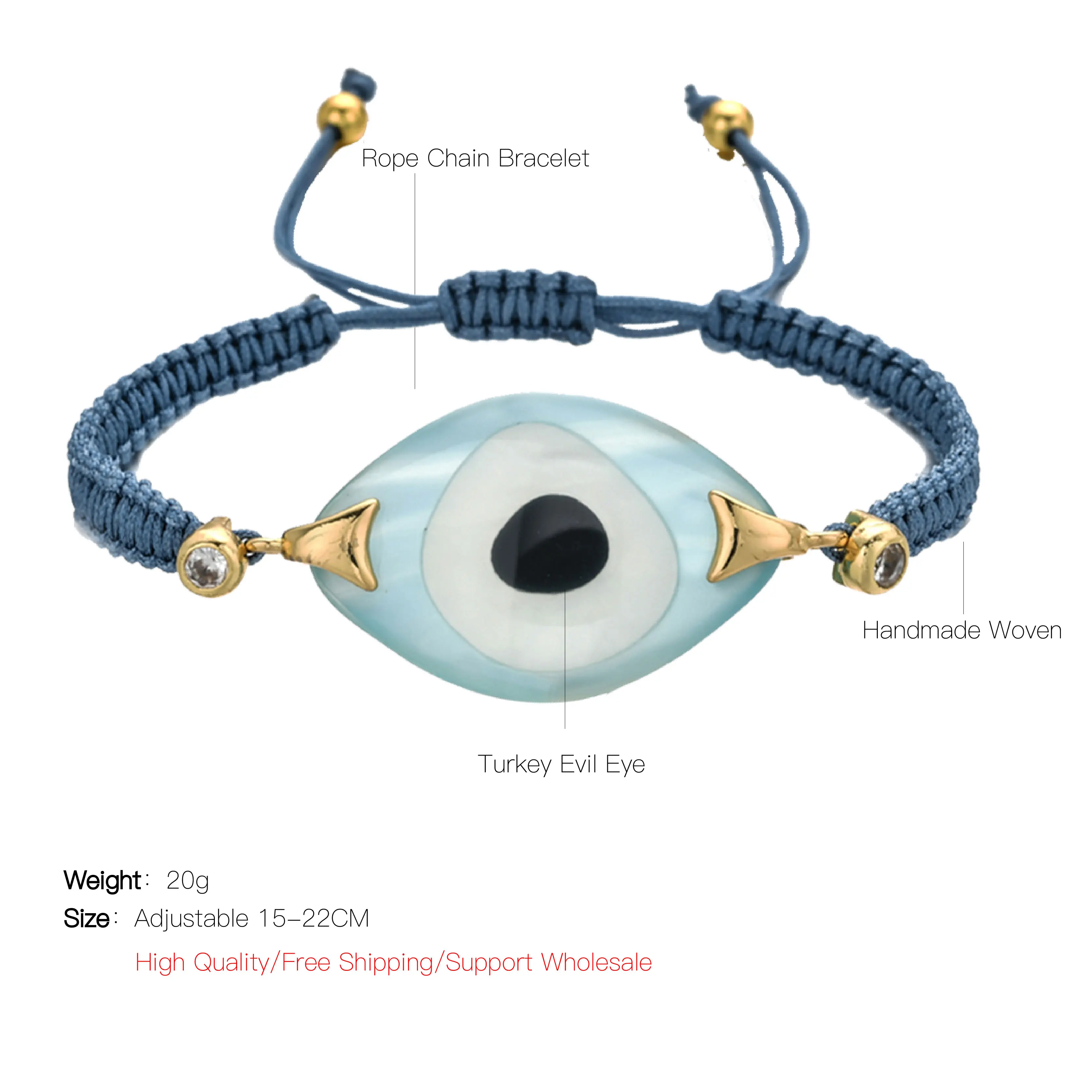 Турецкий Хрустальный Браслет evil Eye Pusera, новинка, модные бусы из стекла и камней, женские браслеты, Bohe Bileklik, веревка, цепочка, ювелирные изделия