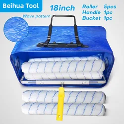 7PCS/set 18inch Paint Bucket kit Paint Roller Brush Paint Tray set Wave pattern surface clean Handbag Foldable 50x28x23cm