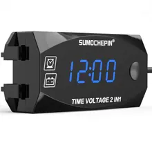 2-в-1 Вольтметр для мотоцикл электромобиль учета рабочего времени многофункциональная с цифровым Дисплей
