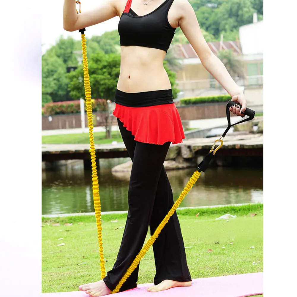 Portable TPE Yellow Stretch Arm Apparatus Puller Fitness Pull Rope Chest Expander Tension Band Removable Flexible Pull Rope
