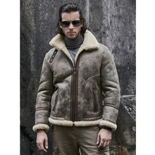 Дубленка мужские B3 Курточка бомбер овчины пальто, кожаная куртка новые мужские зимние пальто короткие Меховая куртка