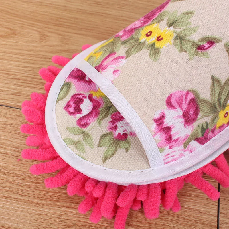 flowerHousehold Goods Thickened Rriped Double-layer Removable Washable Chenille Lazy Floor Household Floor Slippers Mop For Wash