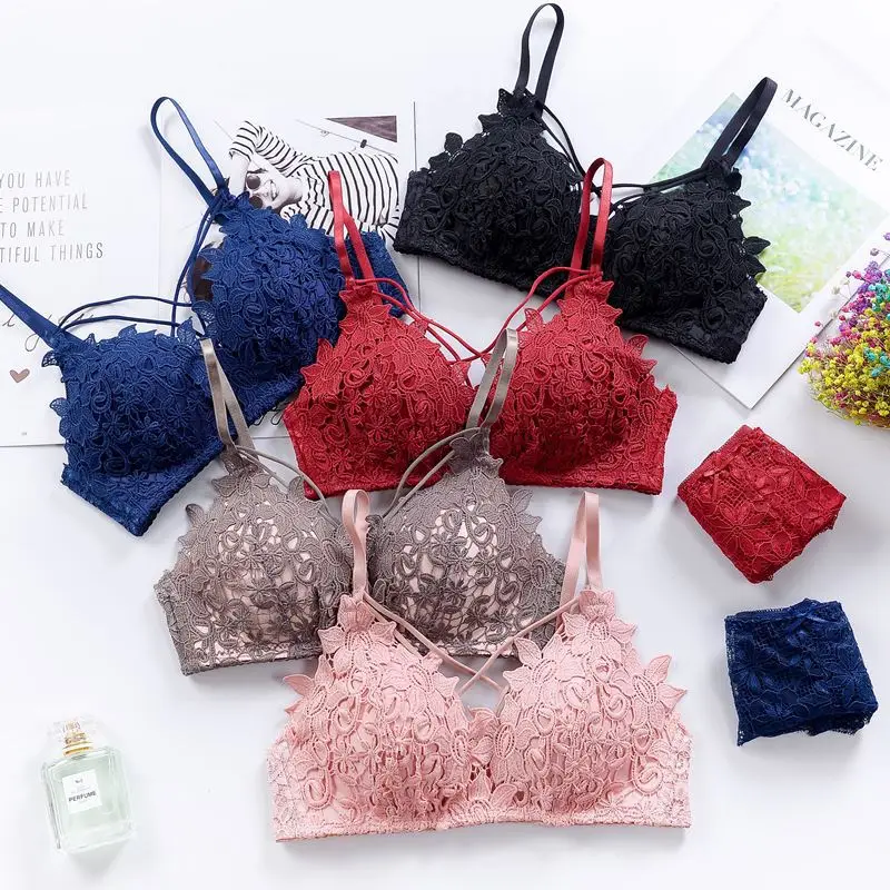 

fashion bras for women gathered wire free sexy thin small chest anti-sagging beautiful back push up bra lingerie lady bralette