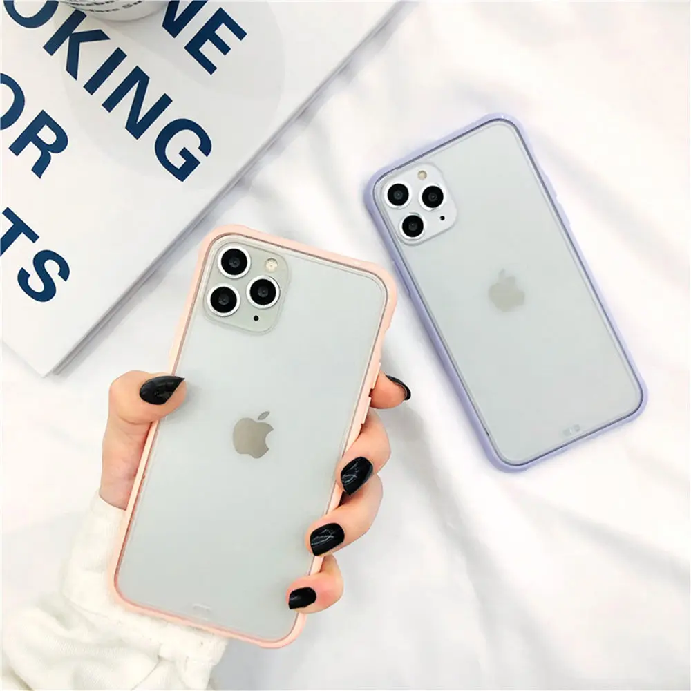 Lovebay Clear Candy Color Phone Case For iPhone 7 8 6 6s Plus 11 Pro X XR XS Max Transparent Acrylic Matte Hard Cases Back Cover