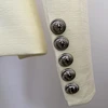 HIGH STREET Newest 2024 Classic Designer Blazer Women's Lion Buttons Double Breasted Slim Fit Textured Blazer Pastel yellow 6