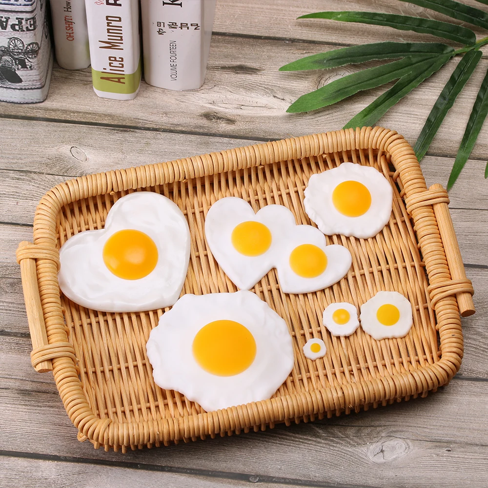

1PC Simulated Fried Egg Poached Eggs Fake Food Artificial Foods Children Play Toy Decoration Teaching Props Party Supplies