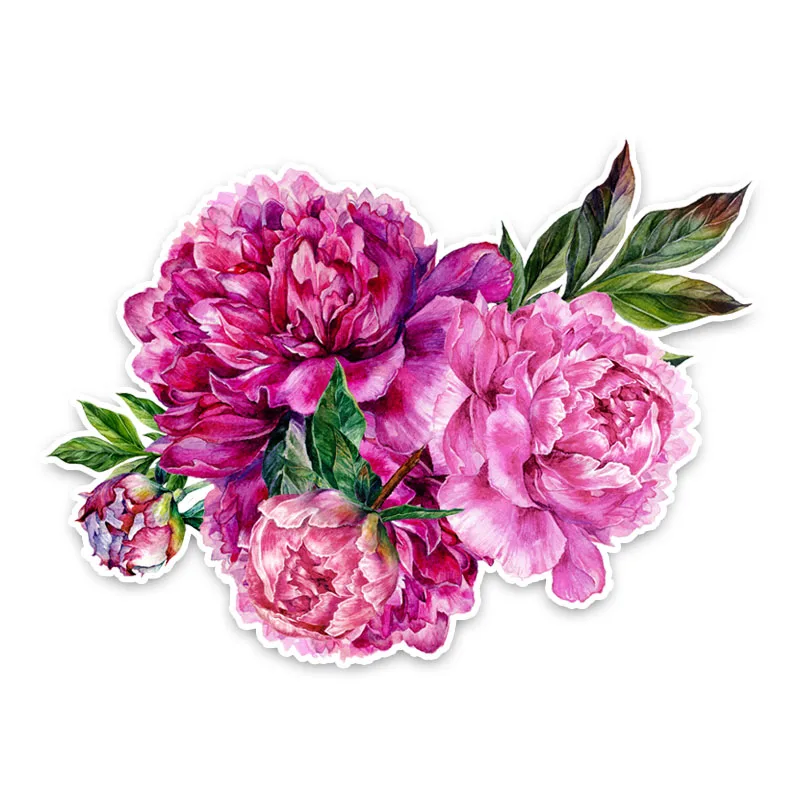 

DAWASARU Beautiful Peony Flowers Modelling Decor Car Stickers High Quality Graphic Custom Waterproof Car Accessories 14CM*10CM