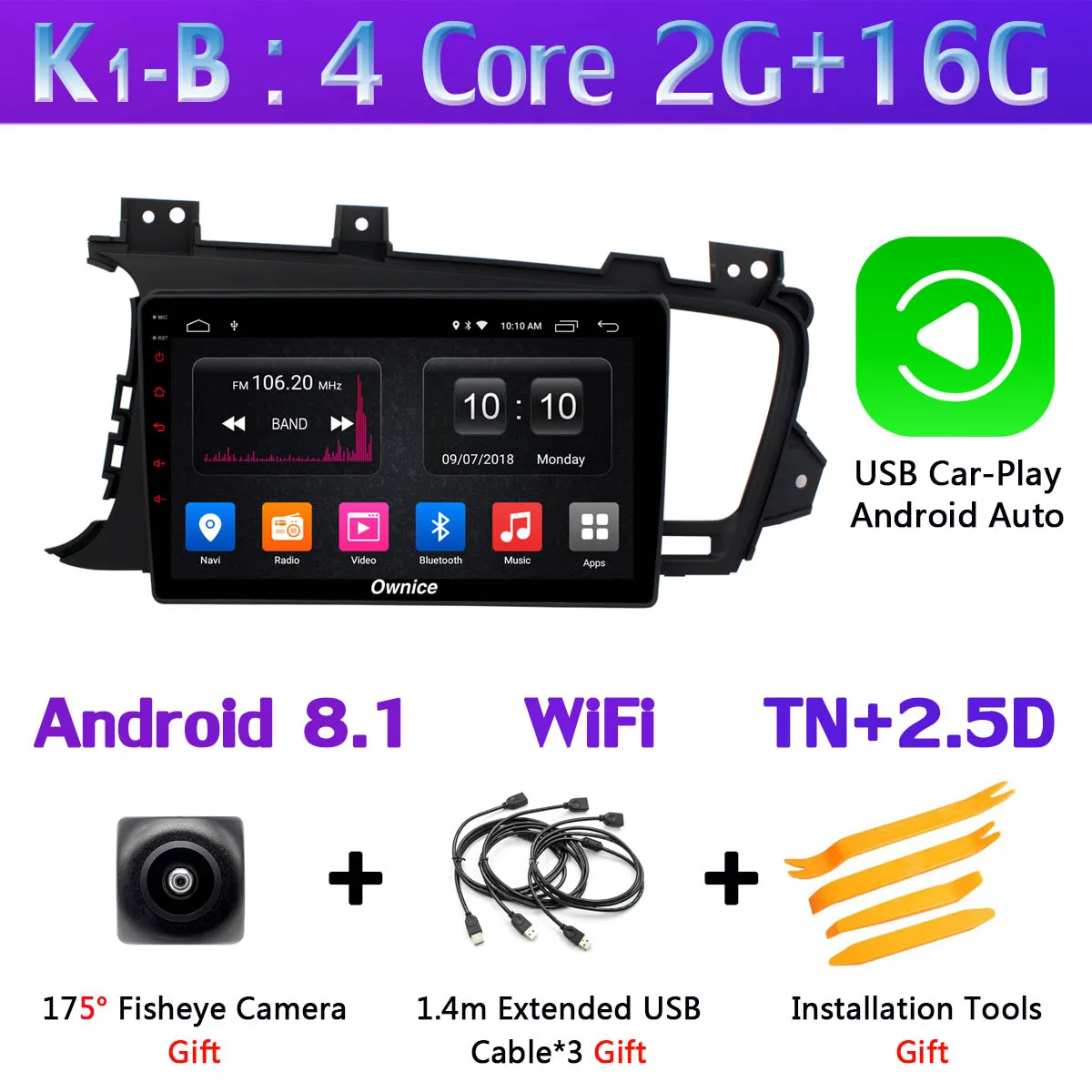 K1-B-CarPlay 360 ° панорамная камера Android 9,0 8Core 4+ 64G SPDIF DSP CarPlay автомобильный мультимедийный плеер для Kia K5 Optima 3 2011- LHD gps радио - Цвет: K1-B-CarPlay