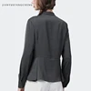 Fashion Women Square Neck Shirt Ruffles Long Sleeve Peplum Top Elegant Slim Solid Color 2020 Spring New Ladies Office Blouses 5
