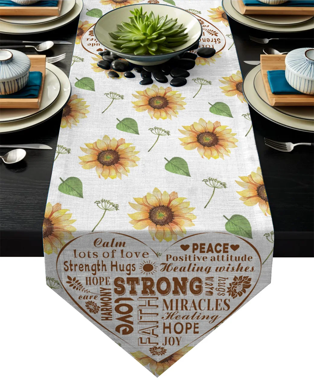 Sunflower Love Healing Words Warm Table Runners For Wedding Party Decoration Modern Runner Home Kitchen Decor | Дом и сад