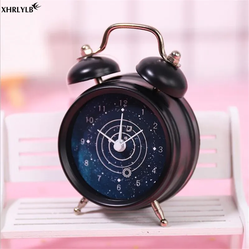 XHRLYLB Creative Cartoon 2 Inch Round Alarm Clock Double Bell Metal Pointer Digital Alarm Student Decoration Small Table Clock.5 - Цвет: 9