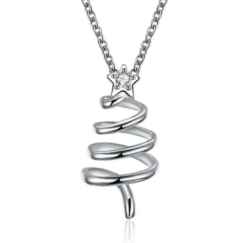 

Inari christmas zirconium necklace christmas tree star shaped female necklace 18 inch double color (rose gold platinum)