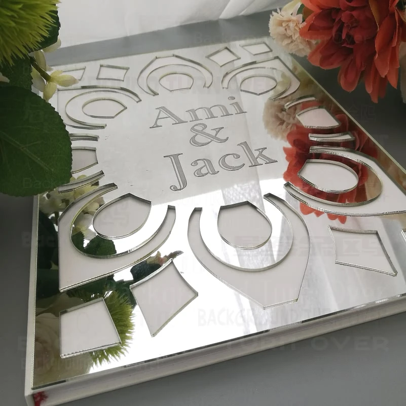 Guest Book Wedding Personalized Mirror Guestbook Party White Names Date Engrave Carve Gifts Details Rustic G008