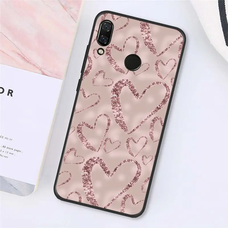 Love Heart Gold Rose Marble Stripes