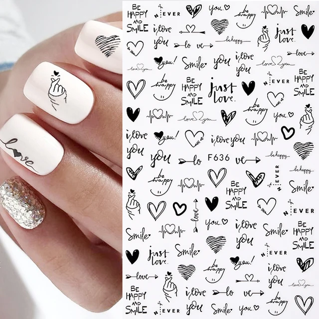 Black White Butterfly 3D Nails Sticker Geometry Decals Flower Gold DIY Decals Designs For Nail Art Manicures Decorations Salon 36