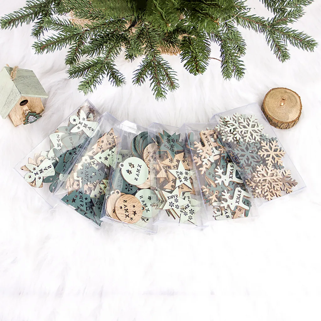 24 шт./компл. рождественские украшения ручной работы деревянная Рождественская