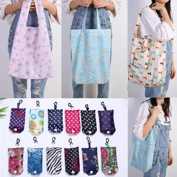 

Fashion Eco Waterproof Grocery Compact Folding Reusable Shopping Bags Pouch Recycle Storage Handbags Handbag Shopping Tote Bags