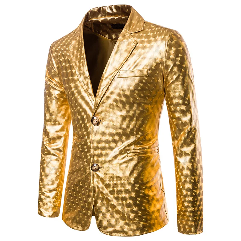 Блестящие золотые мужские сценические куртки для выступления Блейзер мужские стильные бронзовые с двумя пуговицами мужские блейзеры блестящие вечерние для ночного клуба мужская одежда