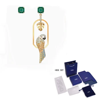 

2020 SWA New TROPICAL PARROT Pierced Earrings Tropical Garden Colorful Parrot Decoration Crystal Necklace Female Fashion Jewelry