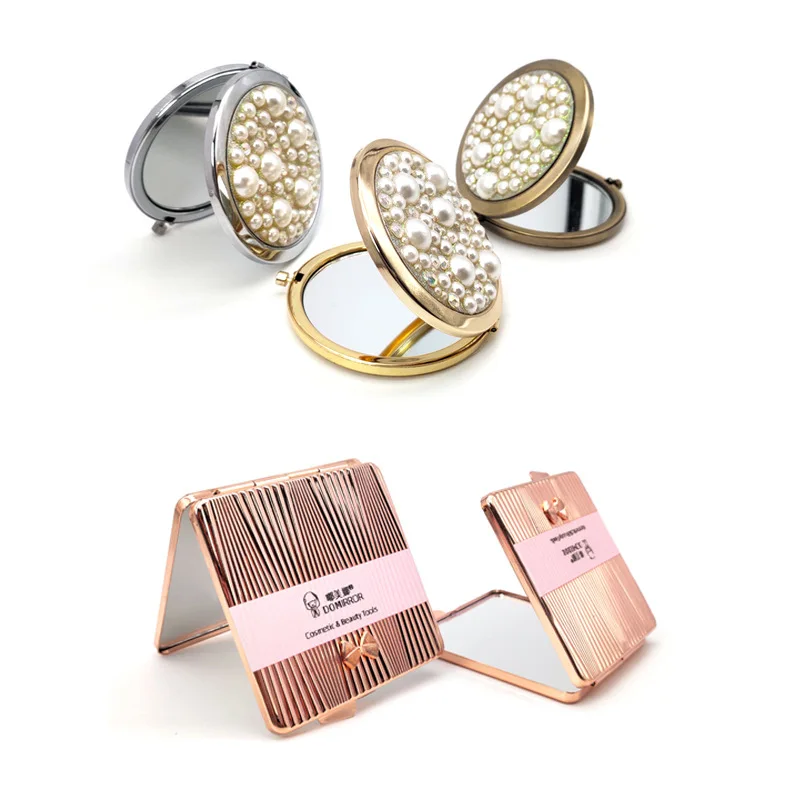 

Women's gift hand makeup mirror metal folding mirror portable makeup flip mirror portable makeup mirror for women free shipping