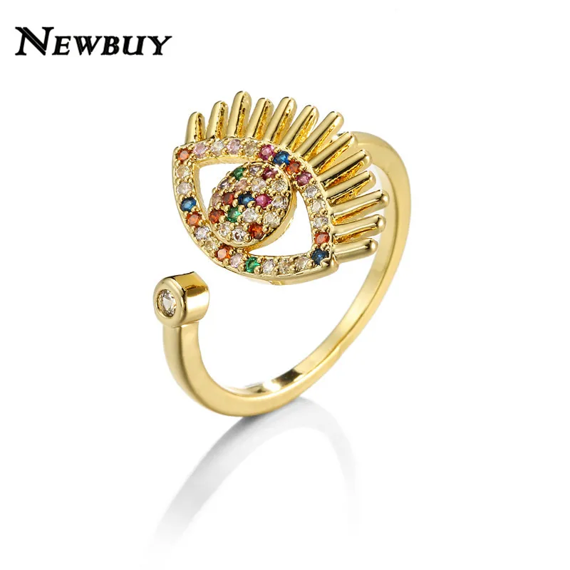 NEWBUY уникальный дизайн кольцо для женщин девушек Радужный цвет CZ камень вечерние