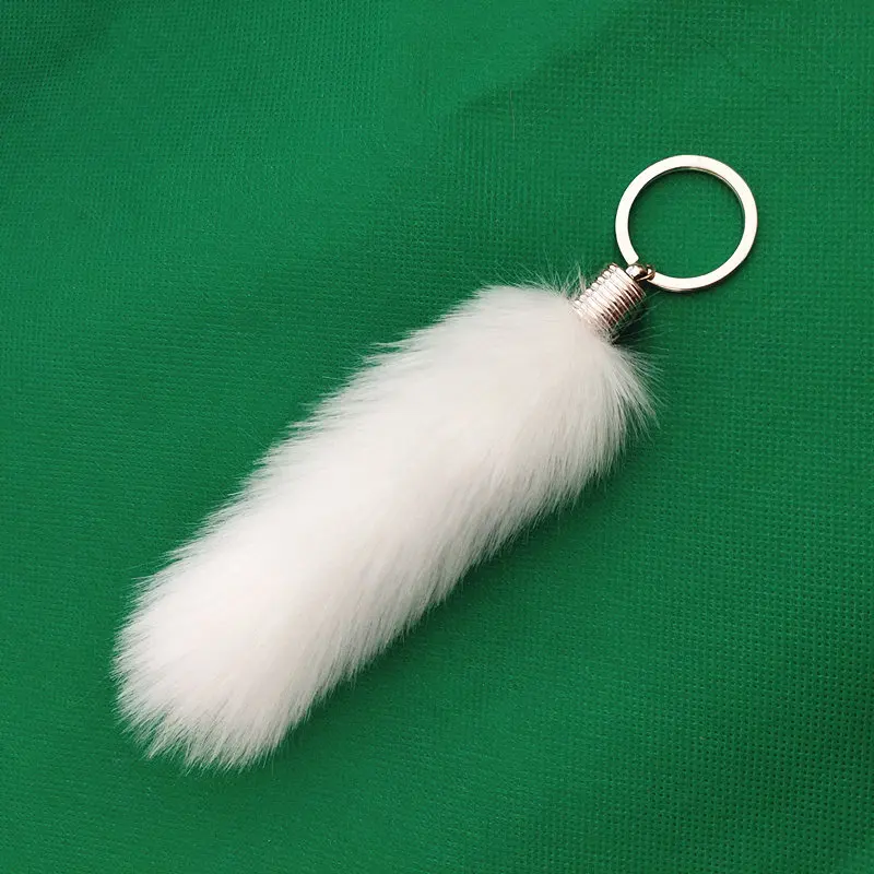

New Fake Fur Tail Design Key Chain Soft Fluffy Pompon Car Keyring 19 cm Pendant Golden Bag Charming Personality Hanged Keychains