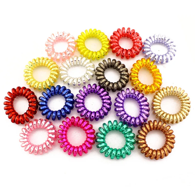 

5 Pcs/Lot Telephone Wire Cord Line Colorful Hair Ring Ponytail Holder Hair Ties Gum Hair Band For Women Girls Accessories