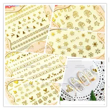 Мультфильм Медведь Бронзовый Маникюр 3D стикер фототерапия лак для ногтей Цветочные наклейки Рождество старый человек Лось колокол Снежинка