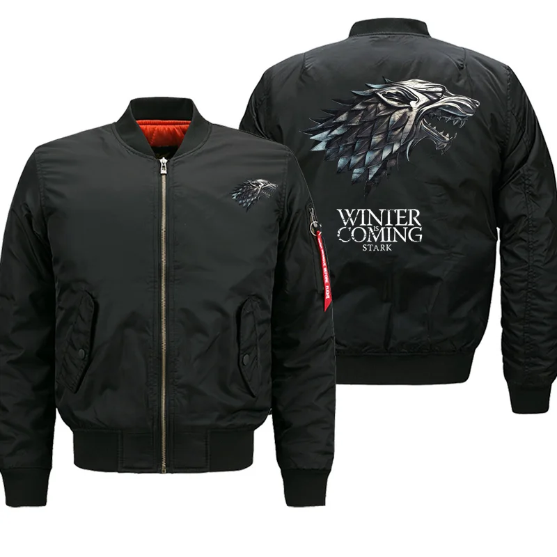 

WINTER IS COMING Print Mens Jacket 2019 New Arrival Game Of Thrones Series Bomber Jackets Casual Streetwear Thick Coats Military