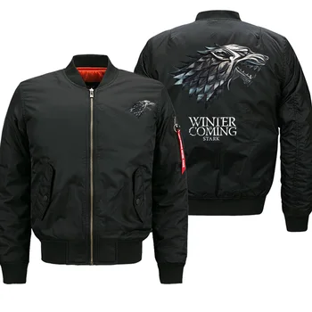 

WINTER IS COMING Print Mens Jacket 2019 New Arrival Game Of Thrones Series Bomber Jackets Casual Streetwear Thick Coats Military