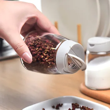 

4 Piece Set Creative Glass Seasoning Bottle BBQ Seasoning Jar Salt Pepper Bottle Spice Jar Double Opening Kitchen Supplies
