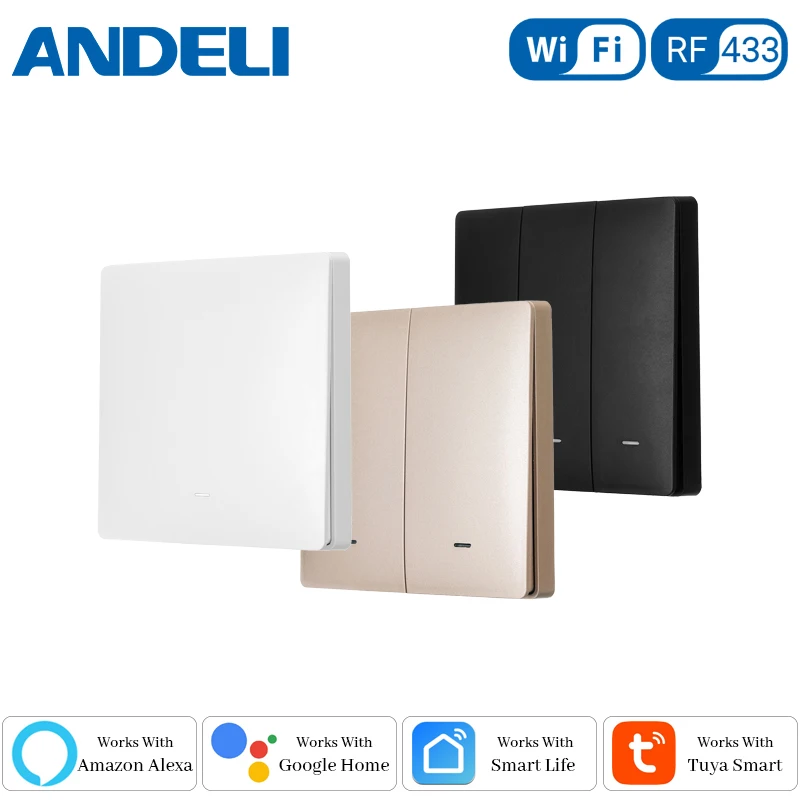 Умный настенный выключатель ANDELI с кнопками RF433 и Wi-Fi голосовым Bluetooth управлением
