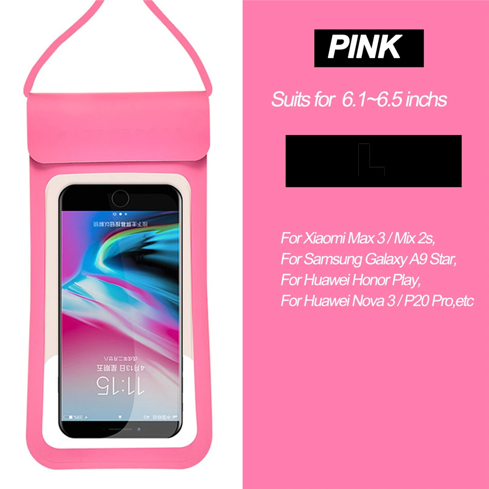 L Pink Водные виды спорта Водонепроницаемый мобильного телефона сумка с тачскрином плавательный сумка чехол для телефона сумка для мобильного телефона держатель для подводного плавания серфинга для iphone - Цвет: L Pink
