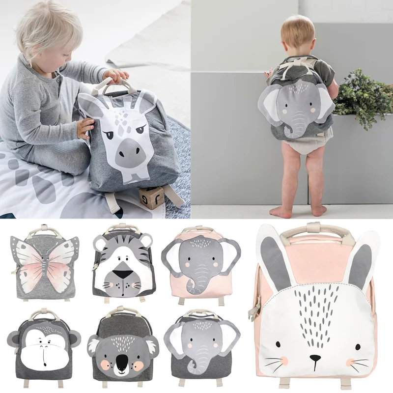 New Kids Backpack Backpacks Nordic Style Cartoon Animal Series Children's School bags Toy Buggy Bag 