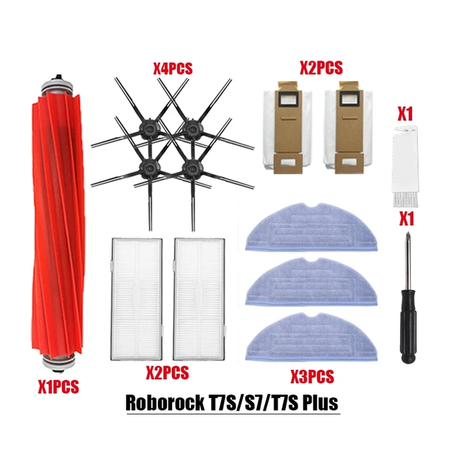 For Roborock S7 T7S Plus vacuum cleaner accessories dust bags mop cleaning cloth HEPA Filter replacement xiaomi G10 robot parts Beige