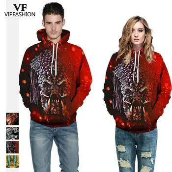 

VIP FASHION Halloween Harajuku Men Black Gothic 3d Print Punk Rock Clothes Hip Hop Mens Clothing Streetwear Pullover Hoodies