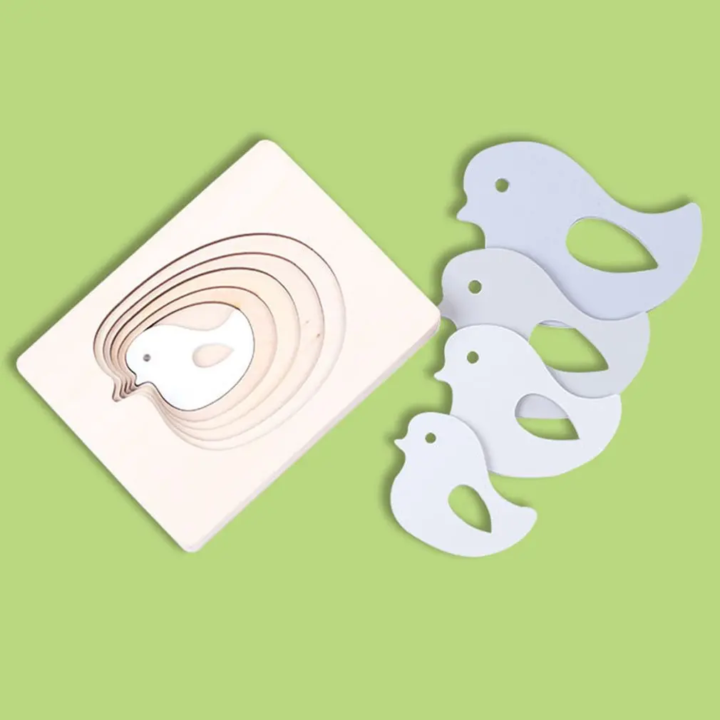 Newest Animal Carton Rabbit/Bird/Whale Puzzle 3D Multi-Layers Jigsaw Baby Wooden Toys Child Early Grab Educational Gift |
