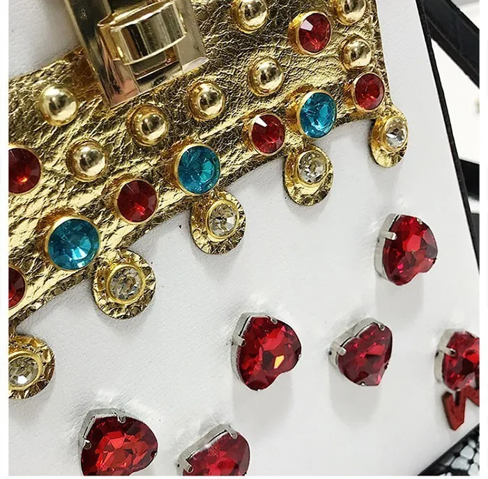 Unua amo Luxury Women Shoulder Bags Diamond Crown Flower Buckle PU Learher Box Style Party Bag For Ladies Mini Messenger Bag