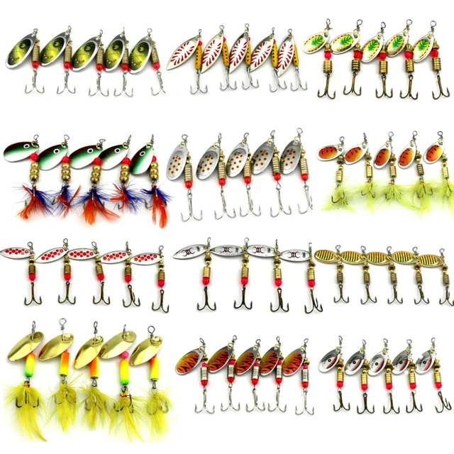 5PCS/Set Spinner Spoon Fishing Lure Spinner Bait Metal Hard Minnow Lure  isca artificial fishing wobbler
