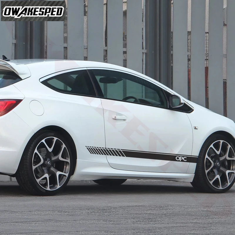 Racing Sport Stripes Car Door Side Skirt Sticker Auto Body Vinyl Decals For Opel OPC Exterior Accessories (6)