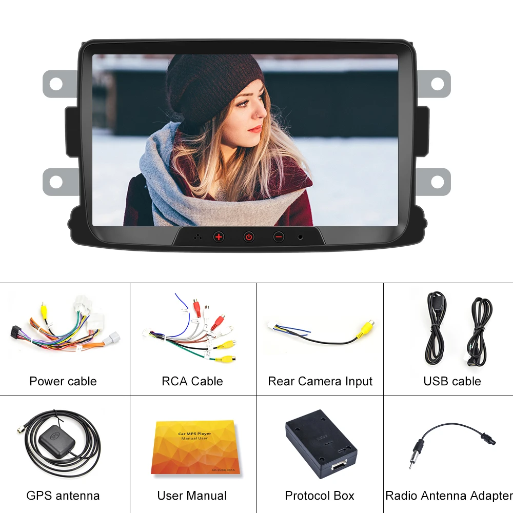 Camecho 2 din автомагнитола 8 ''Android 8,1 автомобильный мультимедийный плеер gps Wifi 1+ 16G для Renault Sandero Duste Logan Dokker Автомагнитола - Цвет: Without Camera