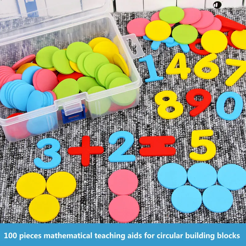 

100 pcs mathematical circular blocks 3CM kindergarten supplies Mathematics teaching AIDS addition subtraction operation Baby toy