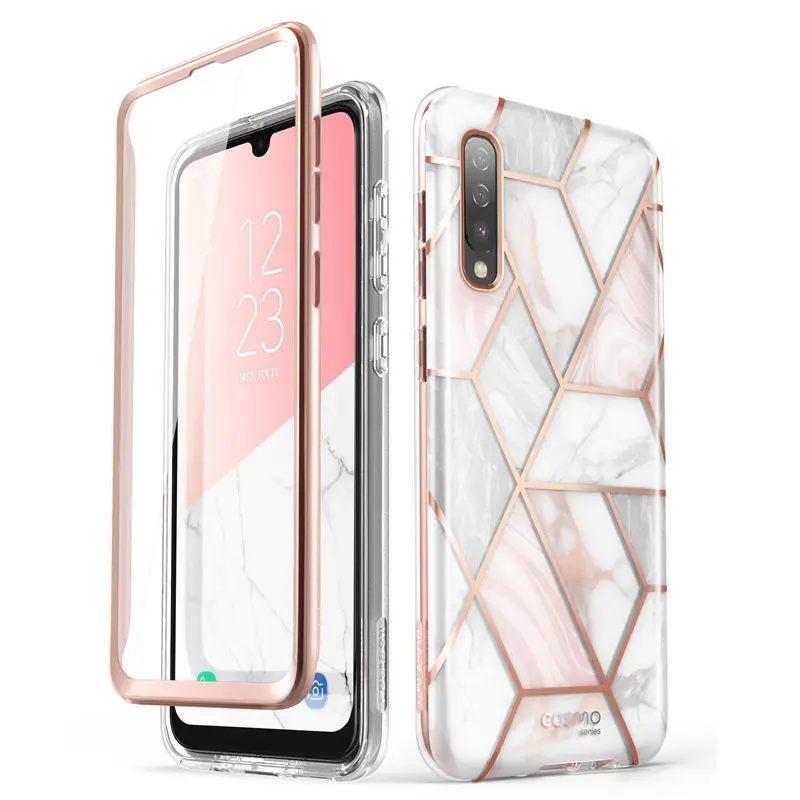 Чехол для Samsung Galaxy A50/A50s (2019) полноразмерный блестящий Мраморный бампер i Blason Cosmo со