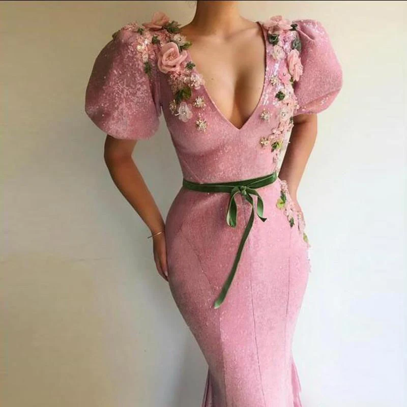 Dubai-Arabic-Mermaid-Prom-Dresses-2019-Short-Sleeves-Handmade-Flowers-Appliques-Robe-de-soiree-Long-Evening (1)