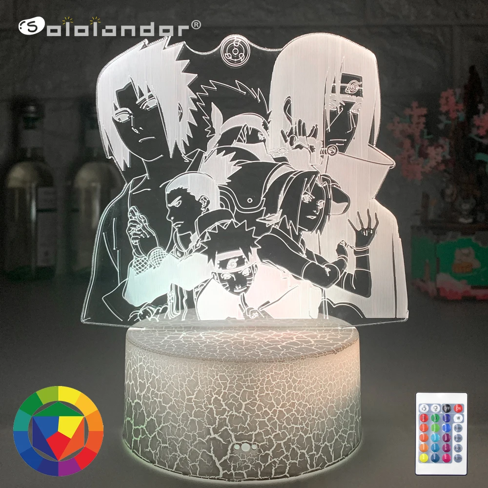 

Newest 3D Lamp Led Night Lights Naruto Cartoon kids Uzumaki Kakashi Sasuke Haruno Sakura Japanese Manga Anime Comic Sensor Lamps