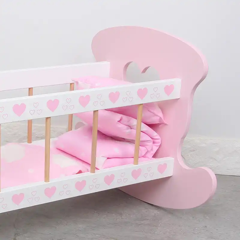 dolls wooden cot with door