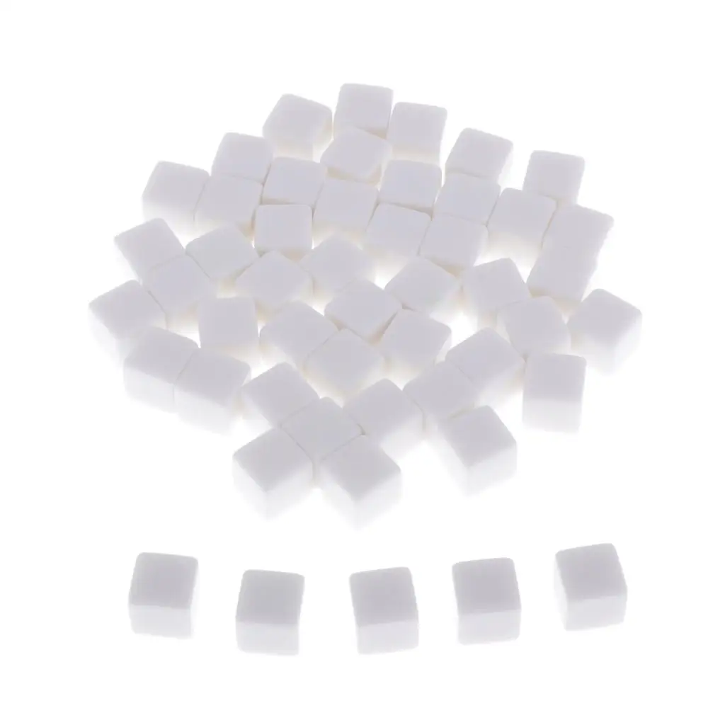 50pcs Blank Dice Cubes, 14mm Six Sided Write On Dice Blocks for Crafts, Puzzle Making, Board Games, Math Teaching - White